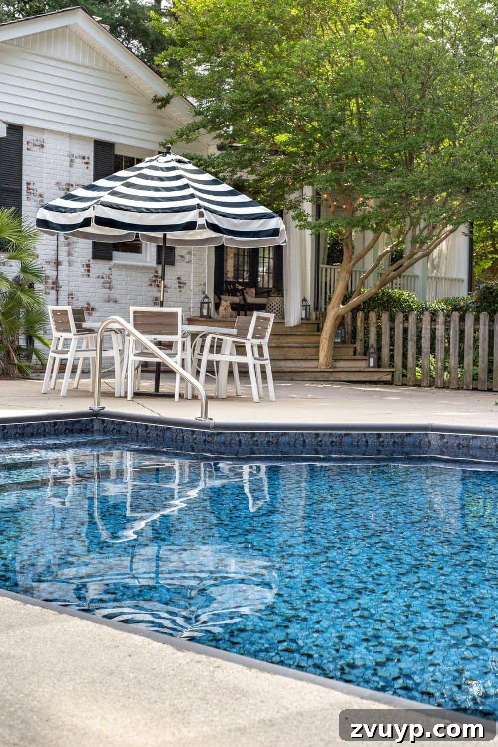 Our Pool's Stunning Liner Transformation 24 Swimming Pool Liner Makeover Reveal - Obsidian pool liner from GLI Pool Products TrueStone Collection, close up of water