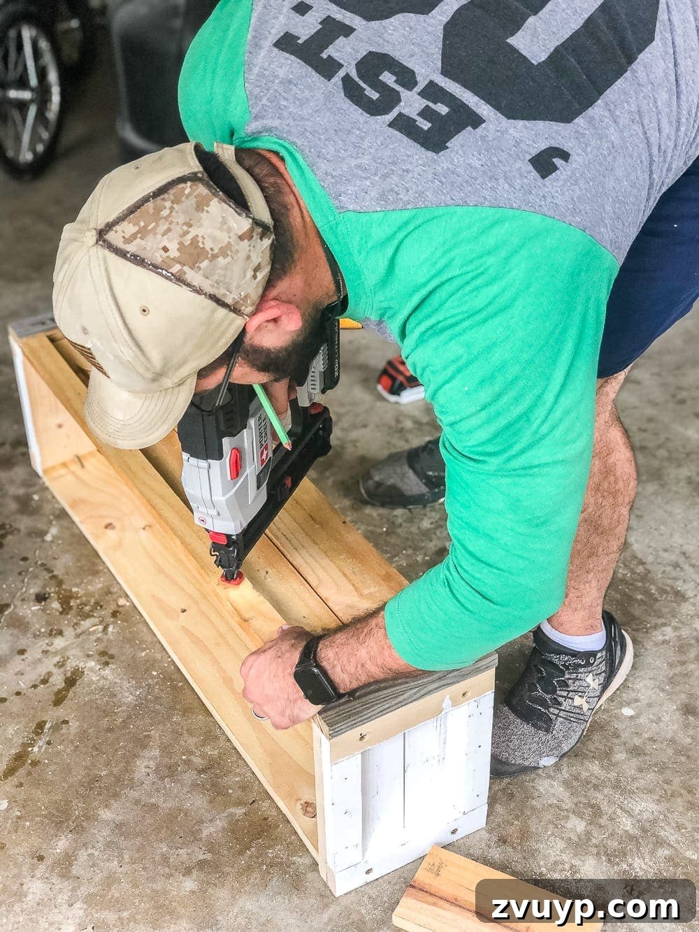 From Scraps to Blooms Window Box 14 Securing 1x2 boards on DIY window box tutorial