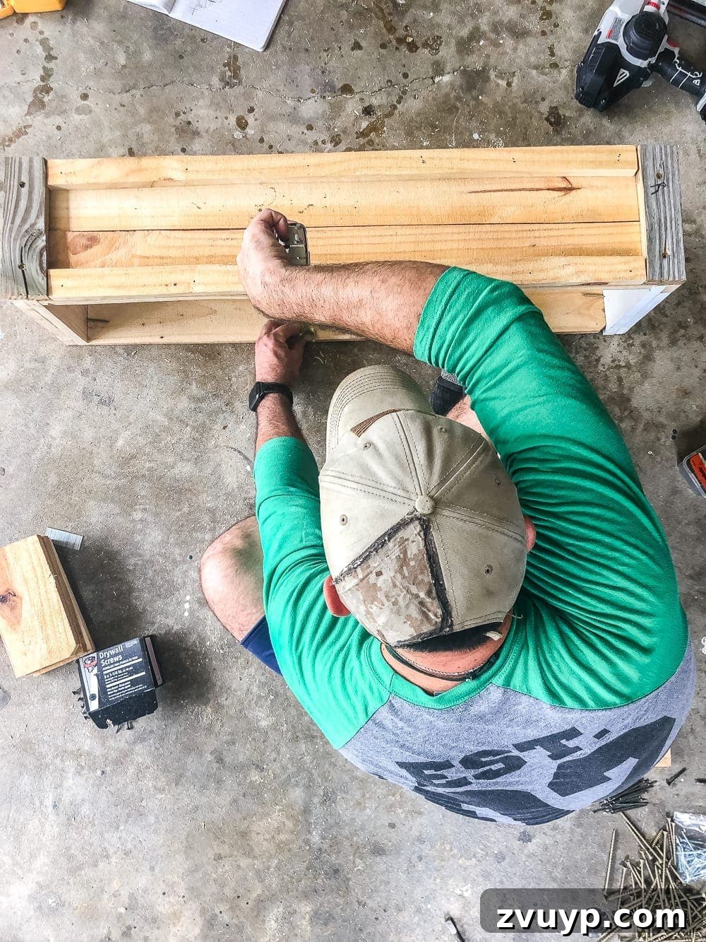 From Scraps to Blooms Window Box 15 Installing bottom slats for drainage in DIY window box