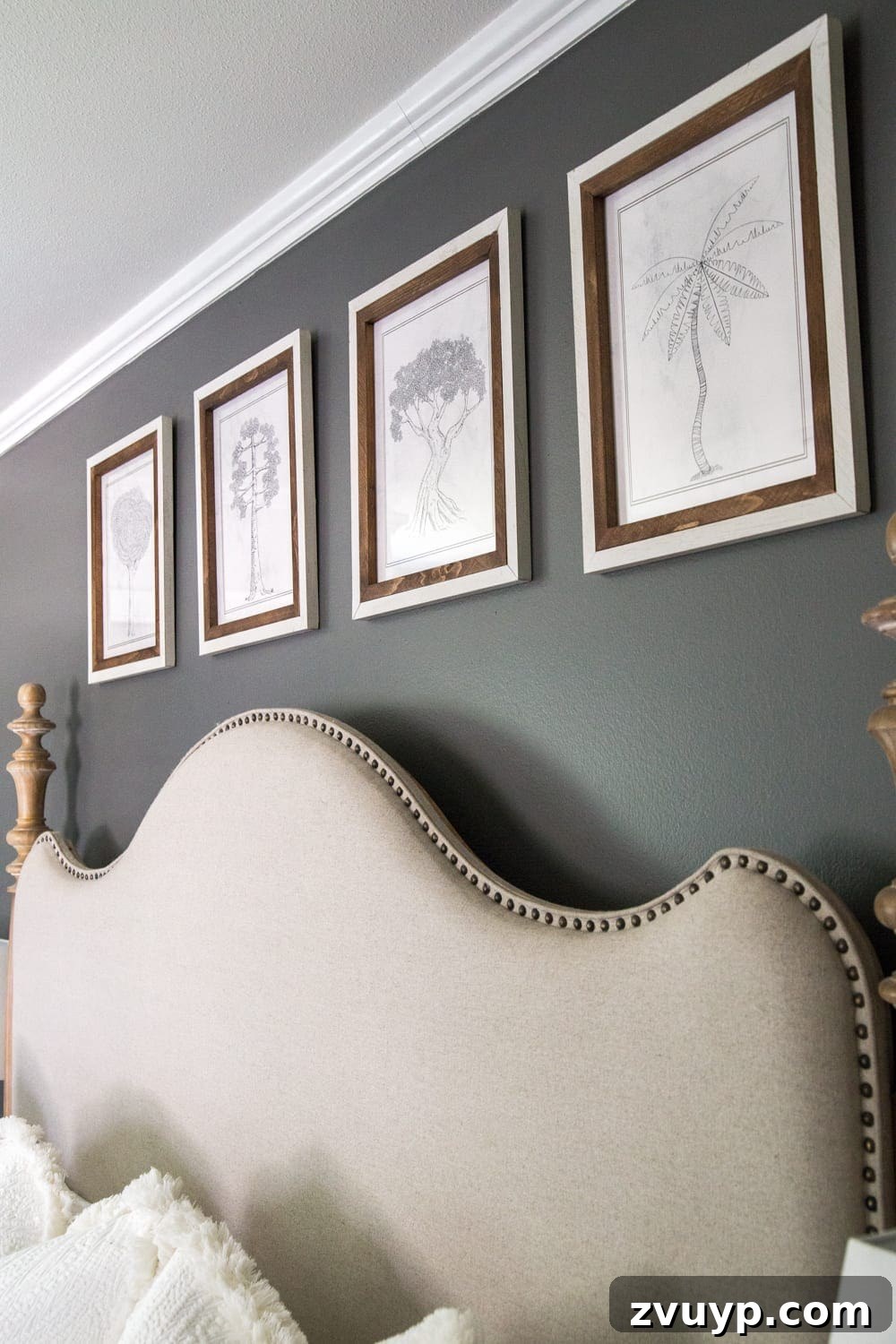 Curating Calm: Art for the Master Suite 6 Simple, minimalist art ideas from Walmart that work perfectly in a bedroom to evoke a peaceful mood + charcoal gray wall paint