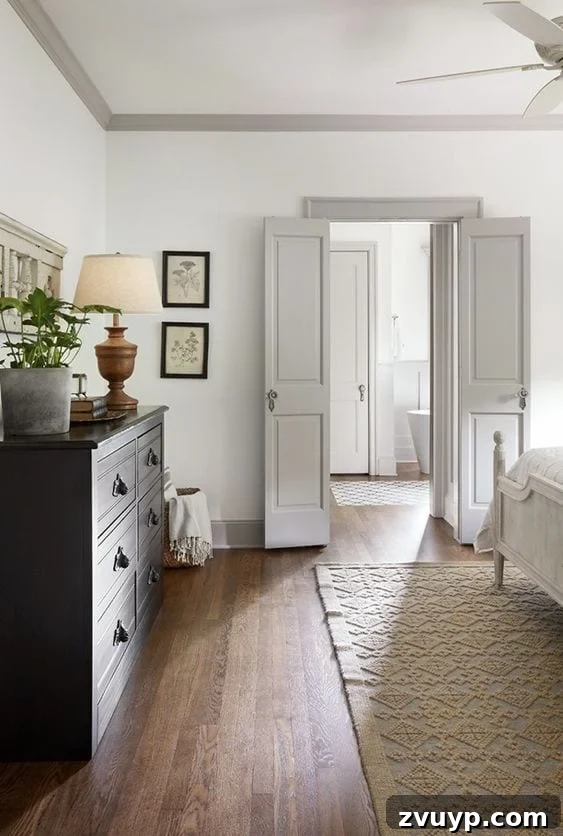 Stylish Shades to Pair with Gray Trim 2 A round-up of taupe and gray trim paint inspirations for a modern-meets-classic look and the best paint colors to pull it off. #graytrim #taupetrim