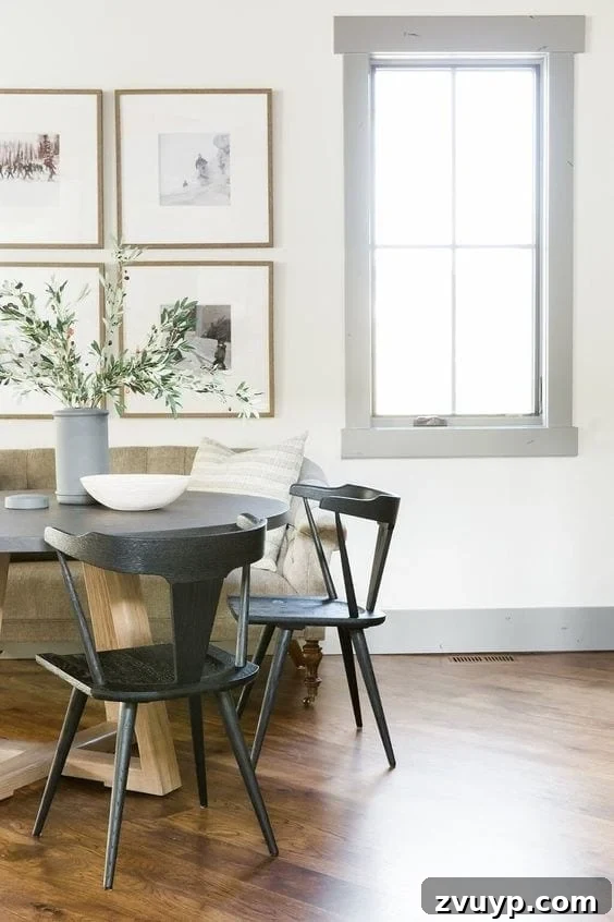 Stylish Shades to Pair with Gray Trim 3 A round-up of taupe and gray trim paint inspirations for a modern-meets-classic look and the best paint colors to pull it off. #graytrim #taupetrim