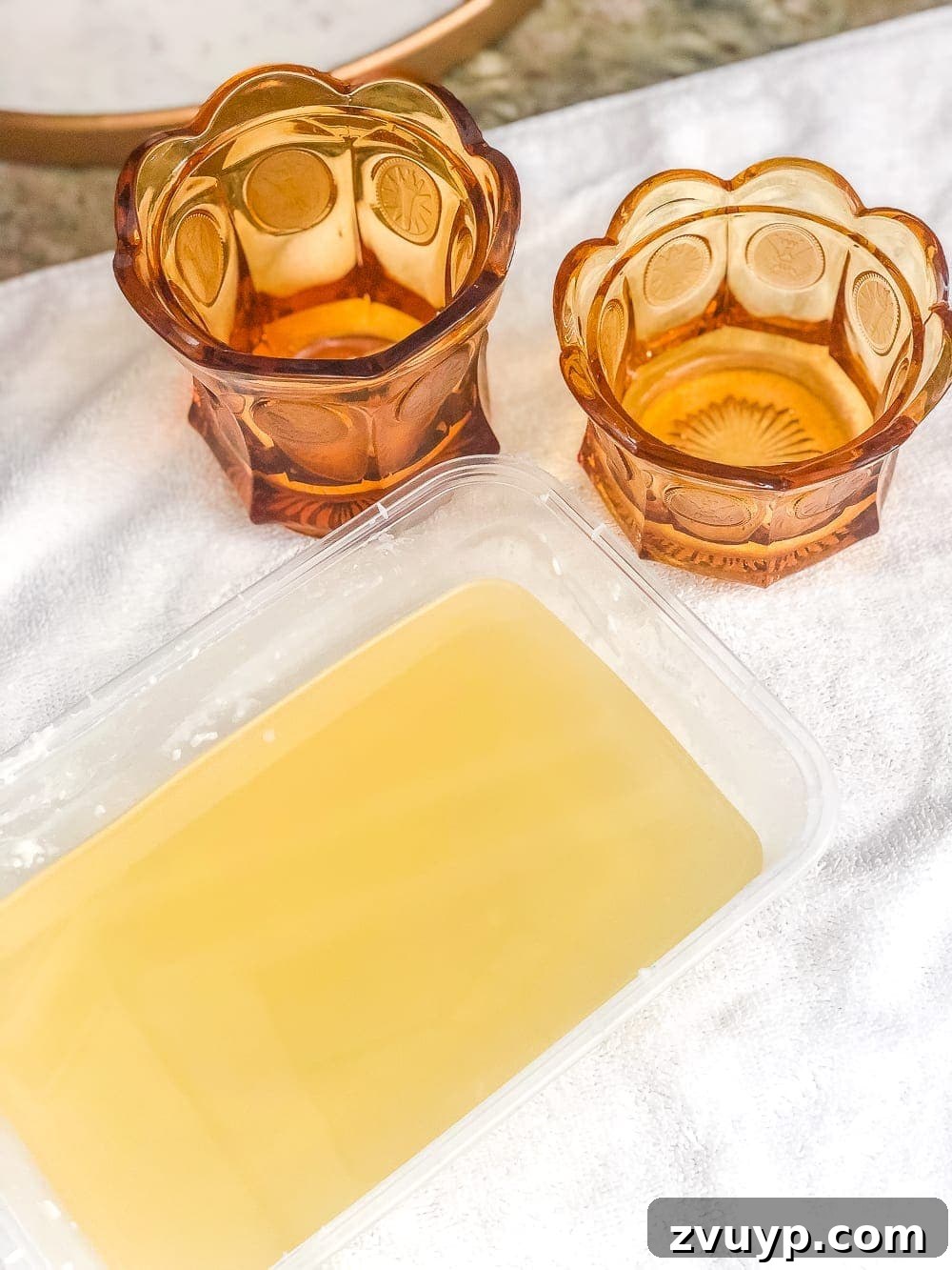 Sweet Dish Glow: DIY Candle Making 5 Melting soy wax flakes in a microwave-safe container for DIY candles.
