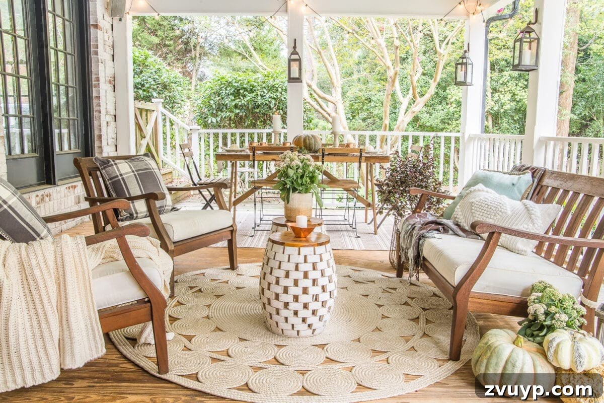 Cozy Fall Porch: Crafting Your Capsule Decor Style 3 Fall Back Porch | How to style your outdoor spaces for autumn using capsule decor items that will last throughout the seasons and get the most bang for your buck.