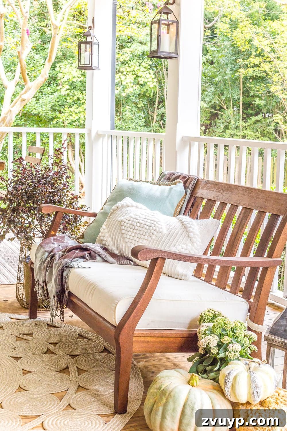 Cozy Fall Porch: Crafting Your Capsule Decor Style 7 Fall Back Porch | How to style your outdoor spaces for autumn using capsule decor items that will last throughout the seasons and get the most bang for your buck.