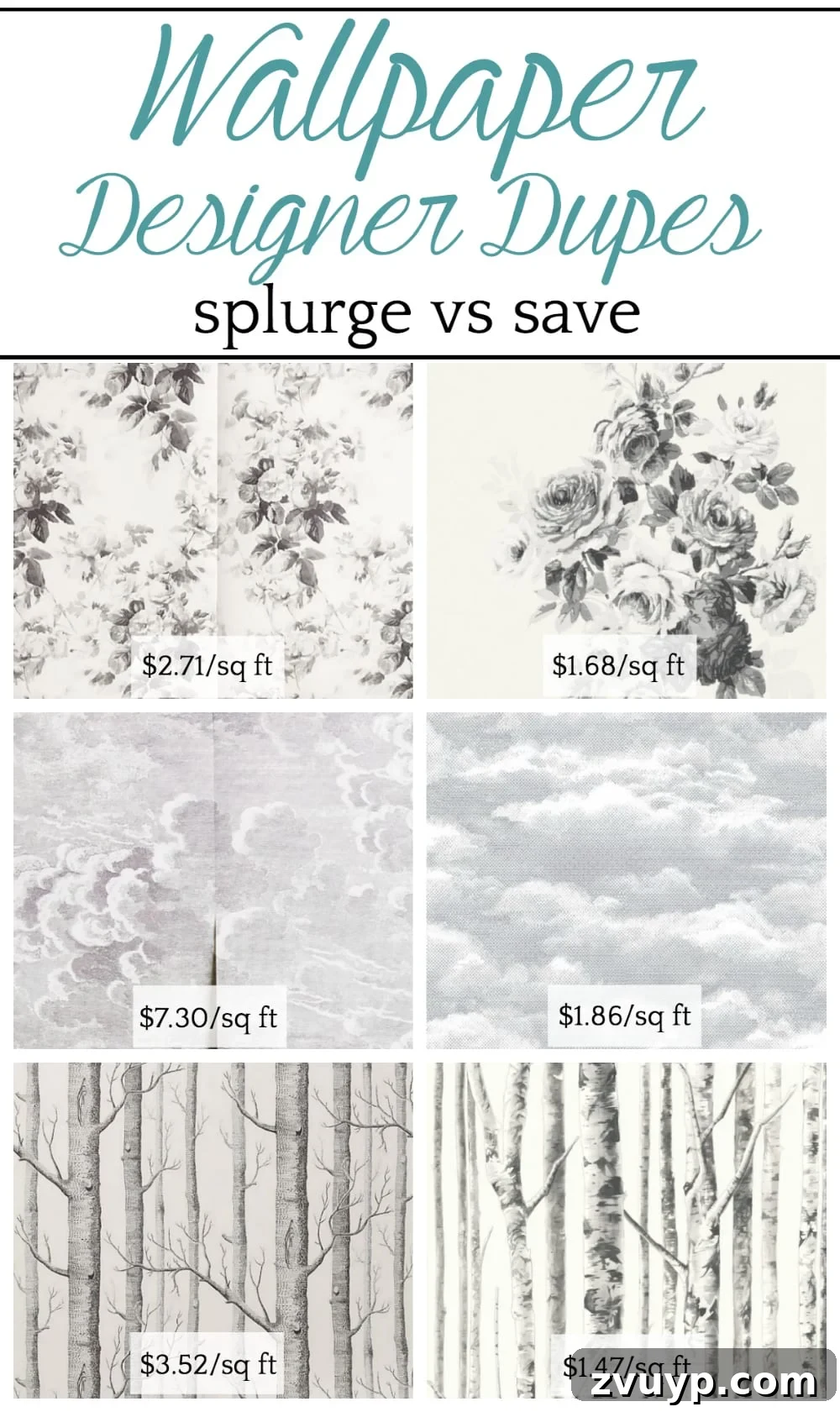 Luxury Wallpaper Looks for Less 2 Wallpaper Designer Dupes: Splurge vs. Save | A round-up shopping guide with 14 of the most popular designer wallpapers and their cheaper dupes to get the look for less.