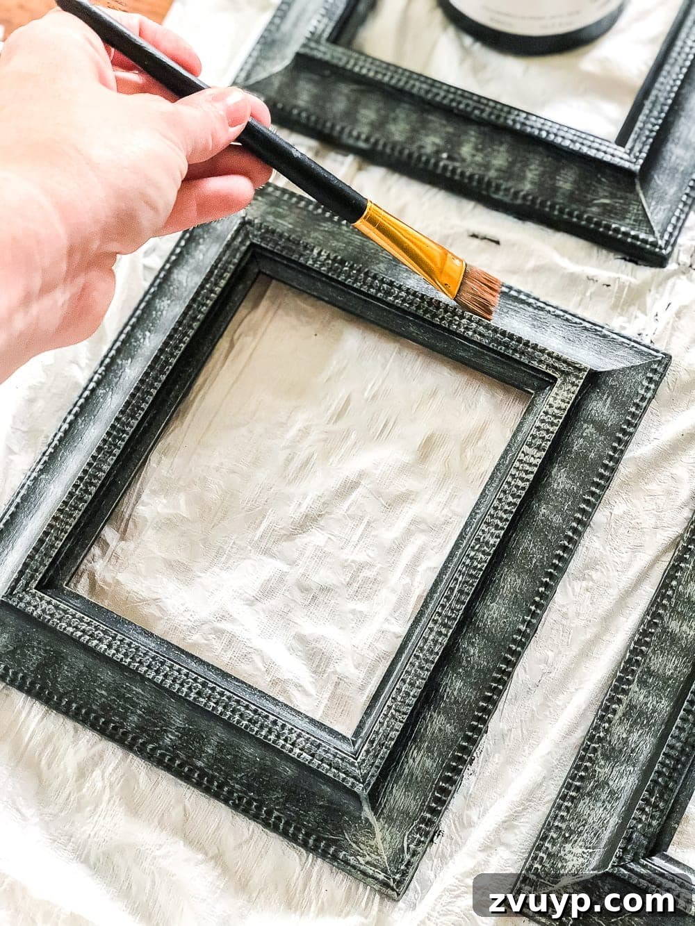 Frame Revival Antique Mirror Transformation 7 Finished dry brushed antique mirror frames.