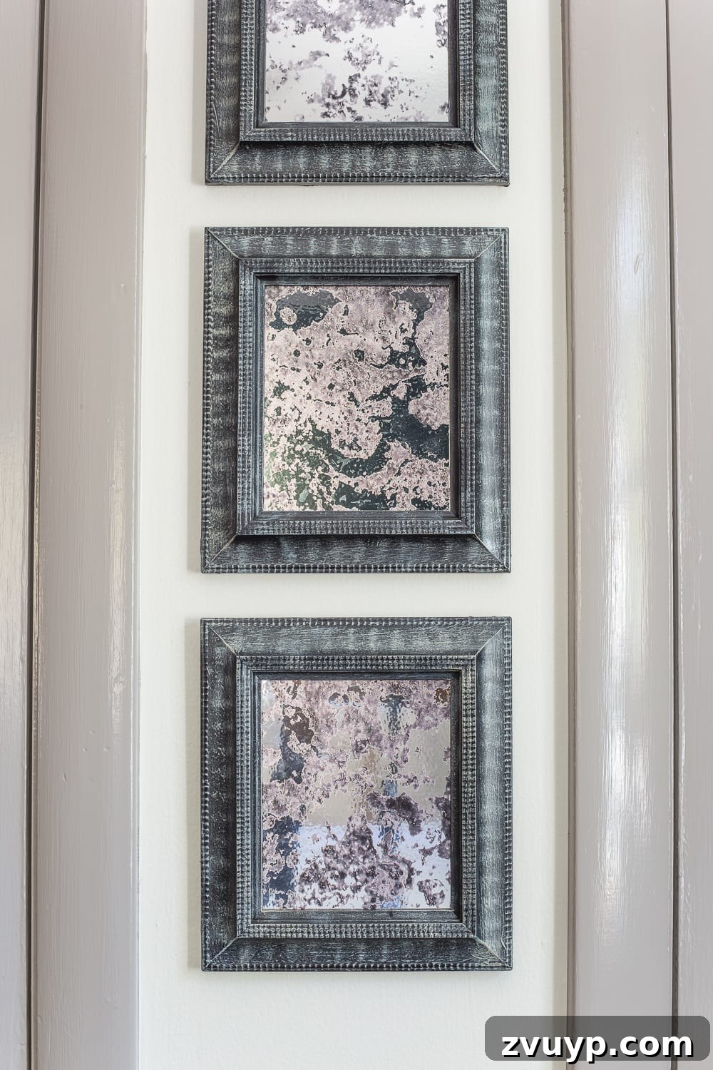 Frame Revival Antique Mirror Transformation 9 Applying antique mirror film to glass.
