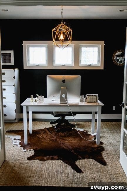 Black Paint: A Bold Design Statement 15 Inviting black dining room with a long wooden table and modern chairs