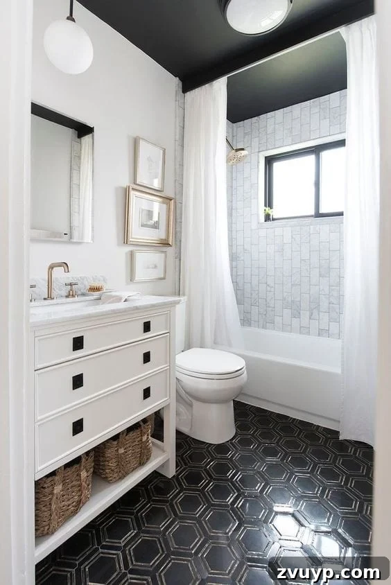 Black Paint: A Bold Design Statement 17 Sleek black bathroom vanity against black walls with modern fixtures