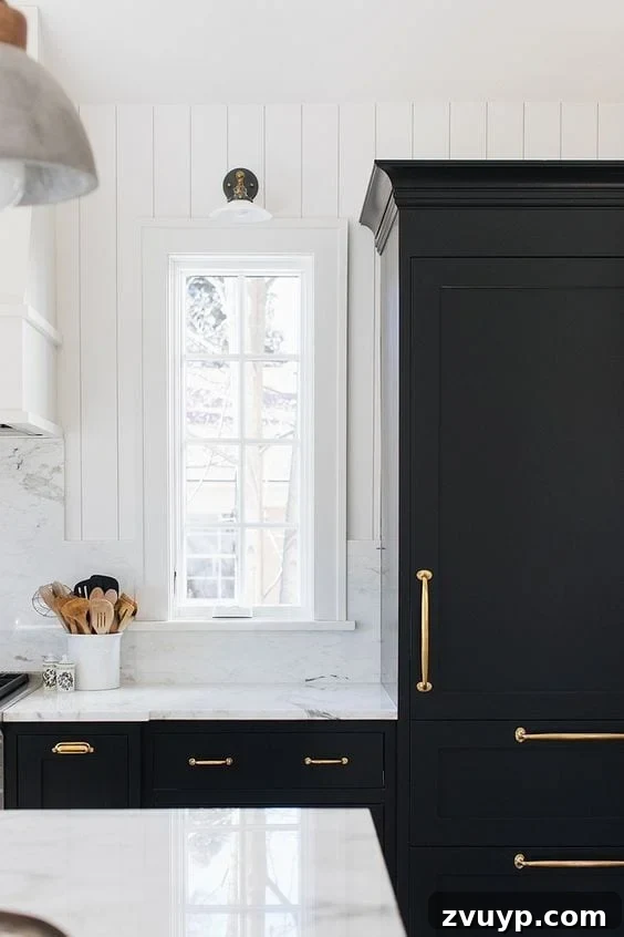 Black Paint: A Bold Design Statement 7 Cozy black study or office with abundant natural light