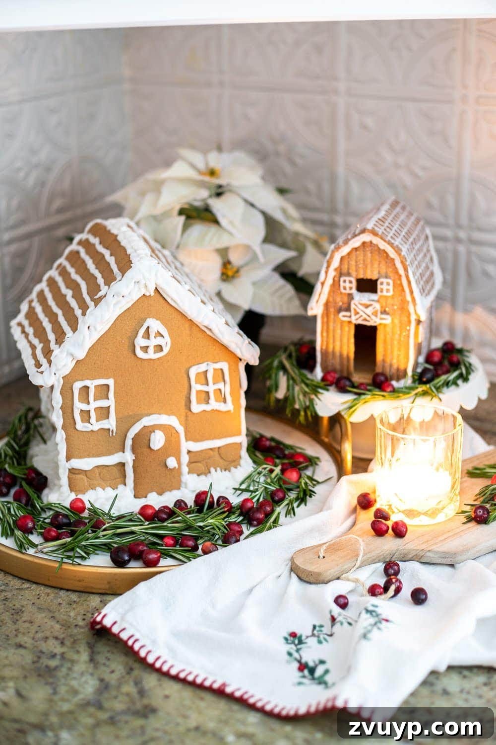 Weaving Past and Present: A Swedish Christmas Decor Story 21 Display a charming pre-built gingerbread house on your kitchen countertops for a sweet and festive Swedish-inspired Christmas look, complemented by natural decor.