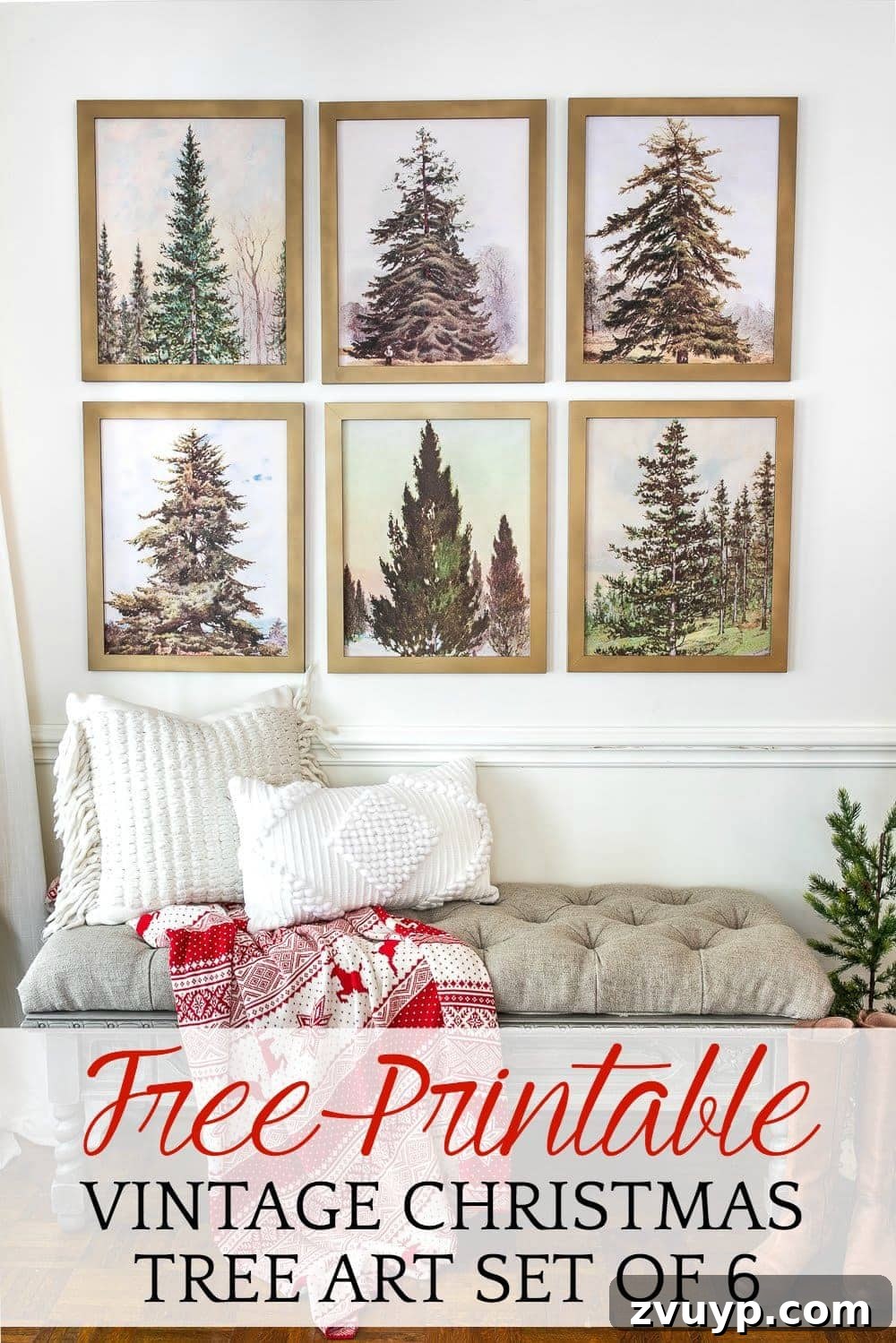 Classic Christmas Tree Printable Gallery Wall Art Bundle 2 Vintage Christmas Tree Printable Art for Festive Home Decor