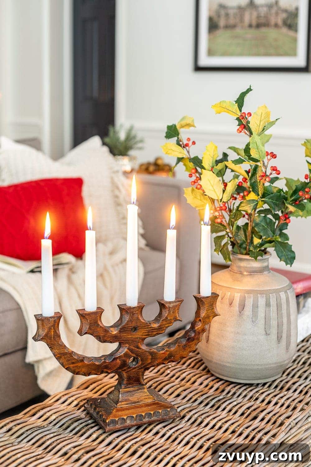Festive Home Tour 25 Christmas decor ideas: A beautiful Scandinavian Christmas living room, blending minimalist design with warm, inviting festive touches, embodying cozy holiday aesthetics.