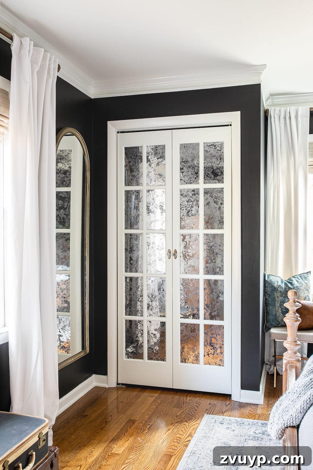 DIY Mirrored French Bi-Fold Closet Door Transformation 13 Mirrored French Closet Doors - French antique inspired bifold closet doors