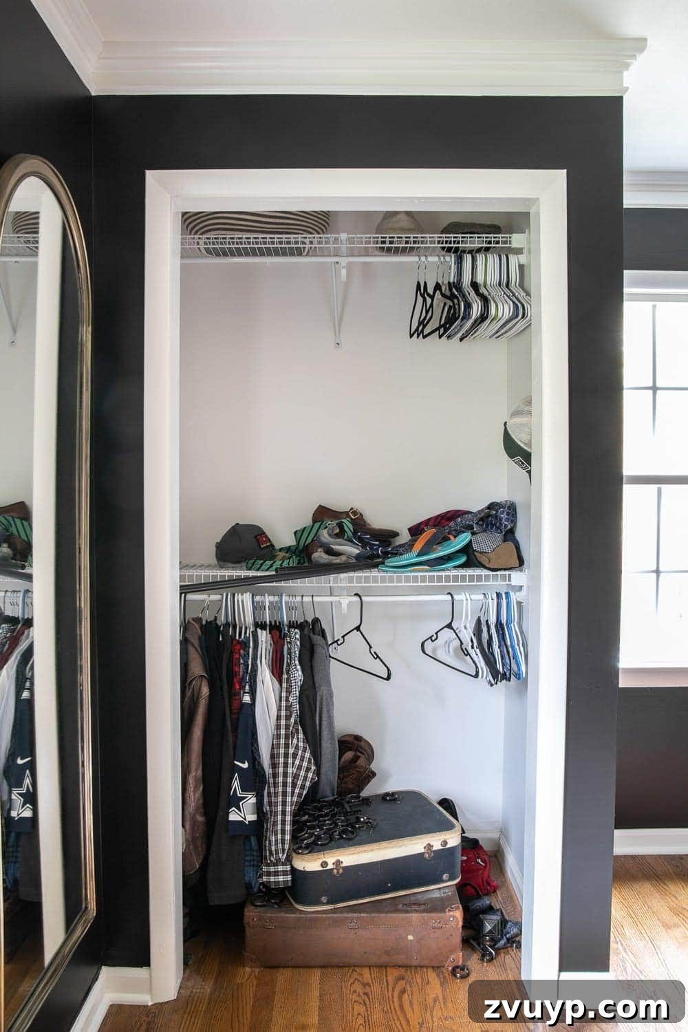 DIY Mirrored French Bi-Fold Closet Door Transformation 6 closet before