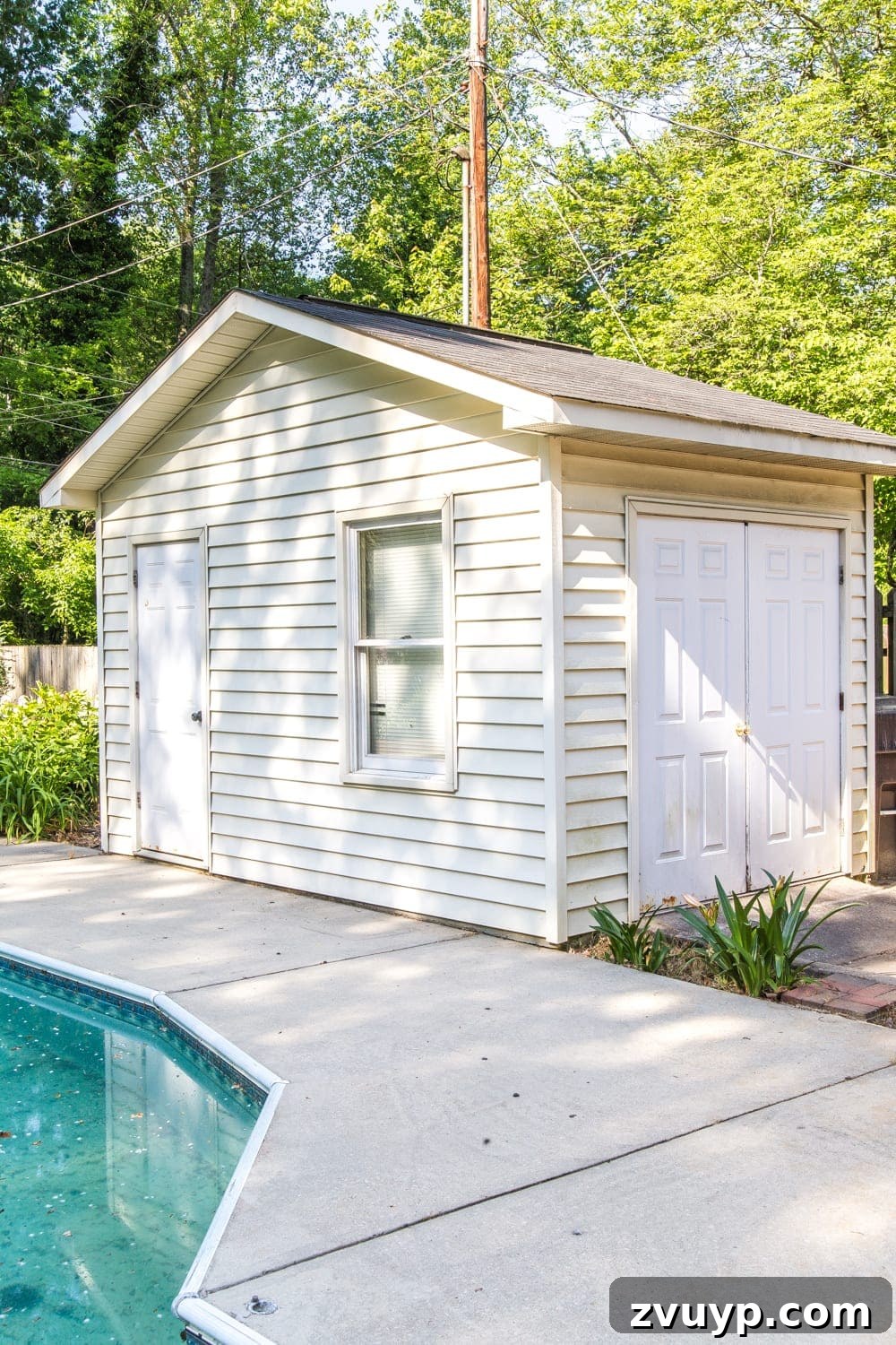 Blesser House 2019: Our 19 Most Popular Posts 8 Pool shed before makeover, with faded vinyl siding