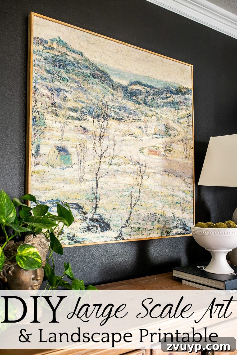 Printable Winter Scenery: DIY Large Scale Wall Art 2 DIY Large Wall Art and Winter Landscape Printable - How to make a $1,000 piece of art for under $50.