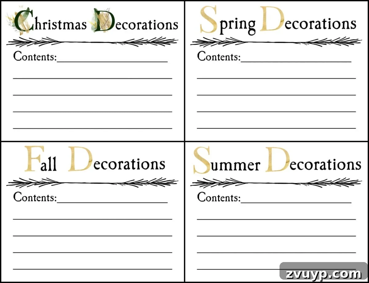Attic Makeover: Smart Seasonal Storage and Labeling 7 seasonal storage bin labels printable