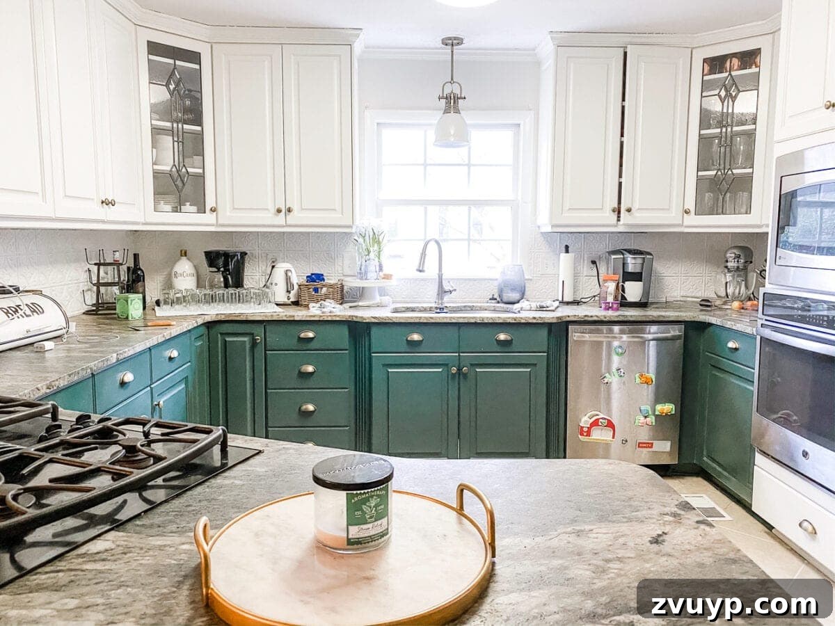 Stylish Kitchen Counters Made Simple 2 Kitchen countertop before decluttering, showing accumulated everyday items