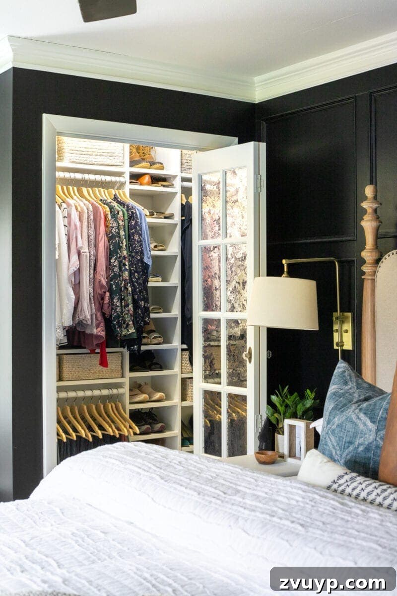 Small Master, Smart Storage: Our IKEA Closet Reveal 17 A final triumphant image of the organized master bedroom closet, showcasing the success of the IKEA hack.