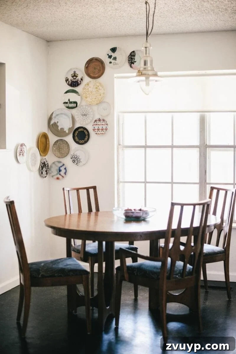 Curate Your Canvas Imaginative DIY Wall Decor 9 a corner plate gallery wall in a dining room as thrifty DIY art