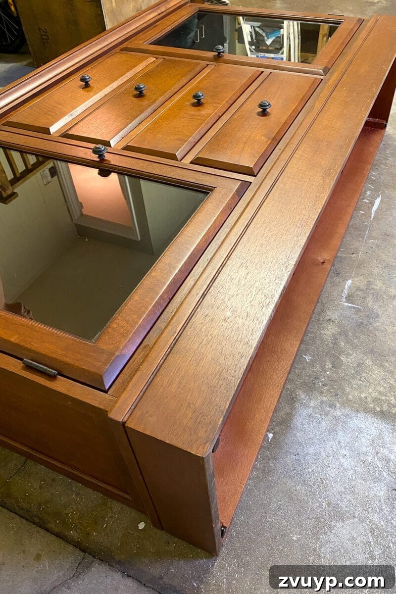 Grasscloth Buffet's Elegant Metamorphosis 2 Footed Grasscloth Buffet Makeover - Before