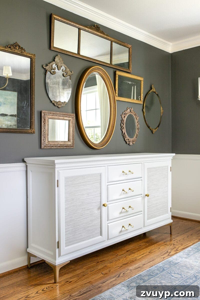Grasscloth Buffet's Elegant Metamorphosis 9 Footed Grasscloth Buffet Makeover - Styled with decor