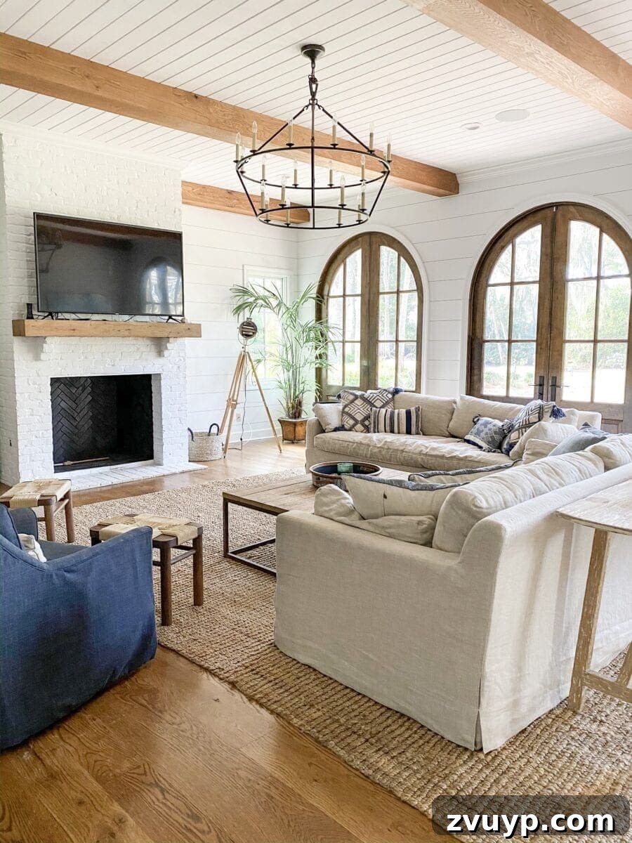 Sea Island Coastal Home Showcase 6 Stylish coastal living room focusing on comfortable design and serene aesthetic appeal