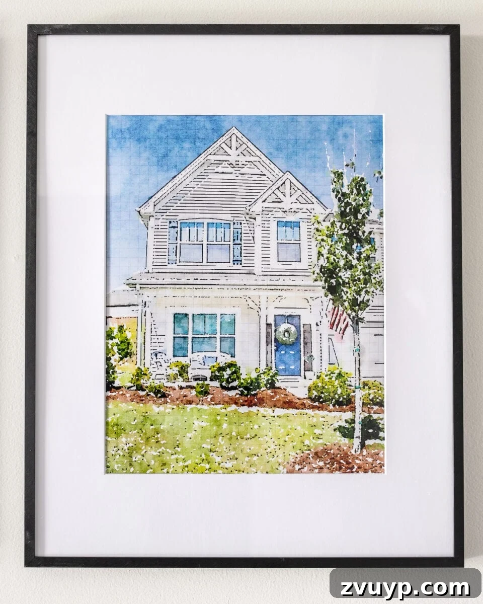 Your Home's Masterpiece: Effortless Photo Painting Techniques 8 Our Last House Photo Transformed into Art | Sentimental image of a previous home, converted into a unique digital painting.