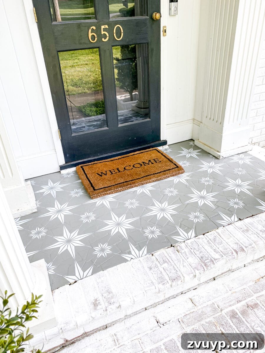 Patterned Porch Floor Revival 13 The stunning finished stenciled porch floor design