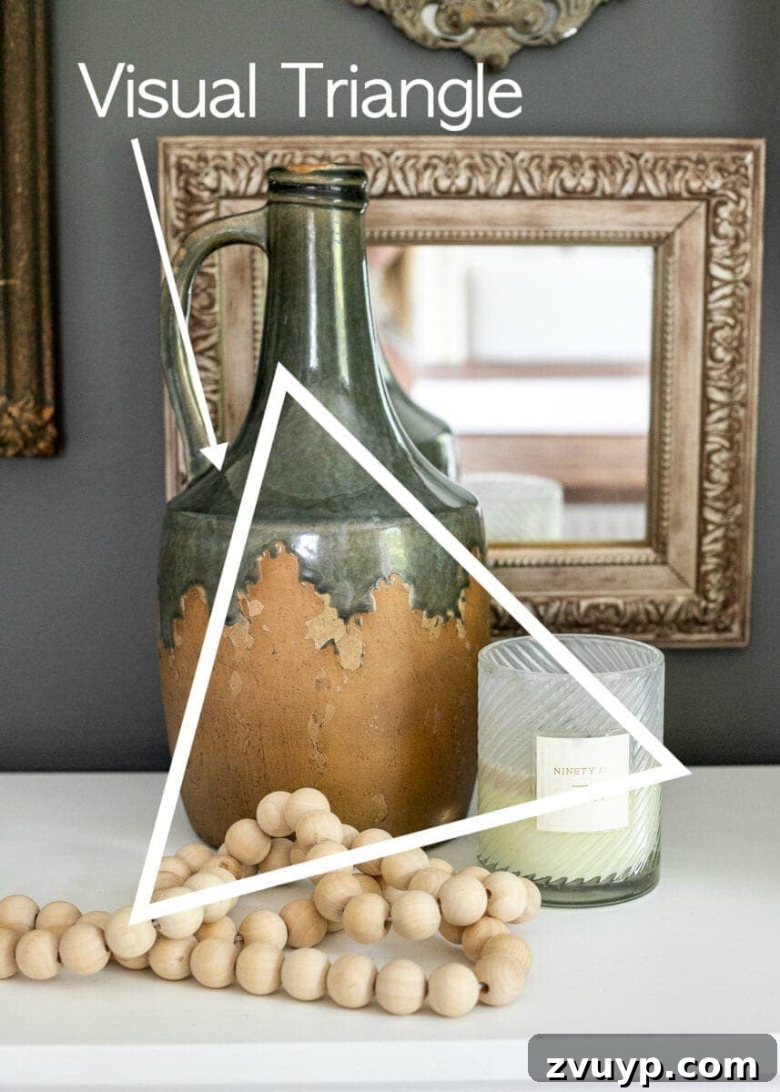 Buffet Decor & Styling: Master Any Look 6 Diagram showing visual triangles created by buffet decor