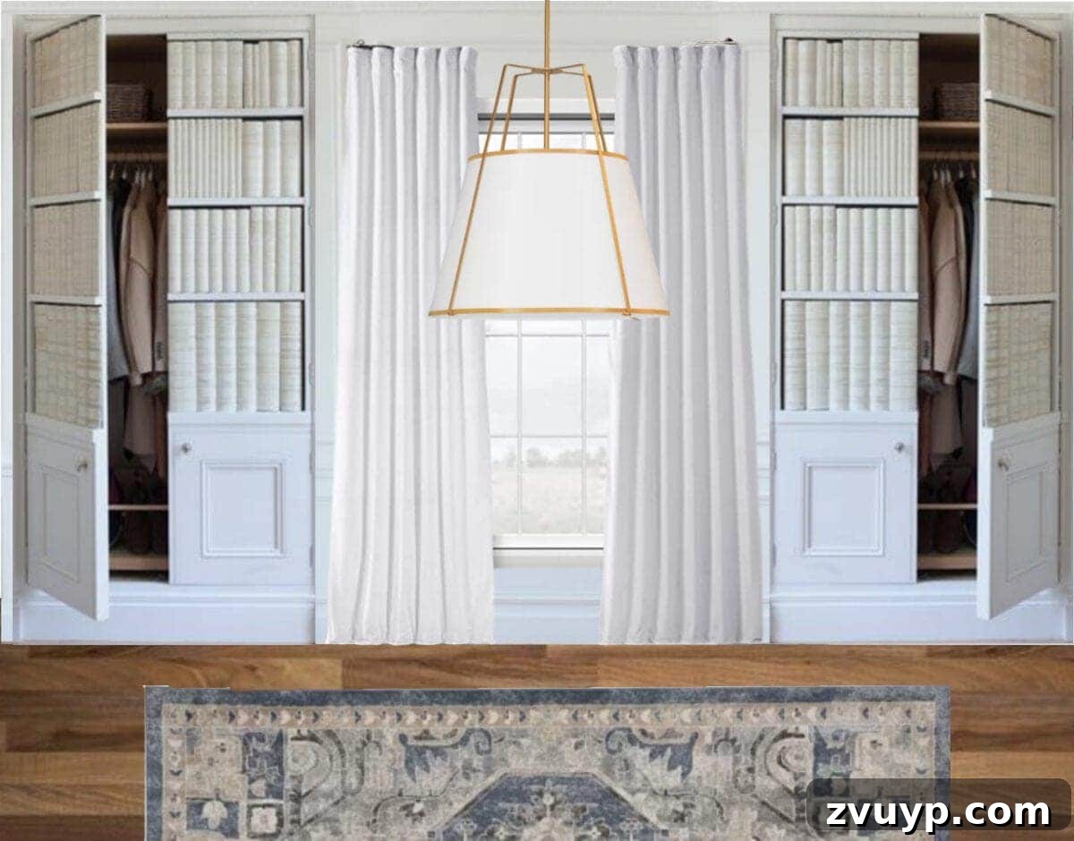 Blueprint for Our Dream Home Office 6 Home office design plan featuring closet doors that look like bookshelves