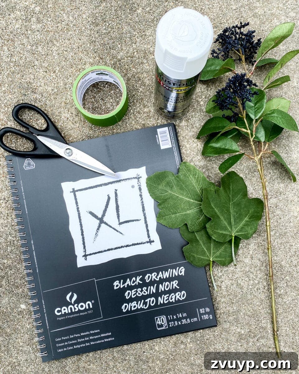 Botanical Silhouettes: Easy Leaf Painting 3 spray painting leaves for silhouette art