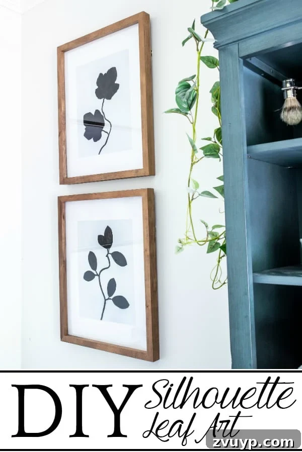 Botanical Silhouettes: Easy Leaf Painting 10 DIY Leaf Silhouette Art | How to create high-end looking DIY art using spray paint and leaves from your yard for a modern boho style designer knock-off.