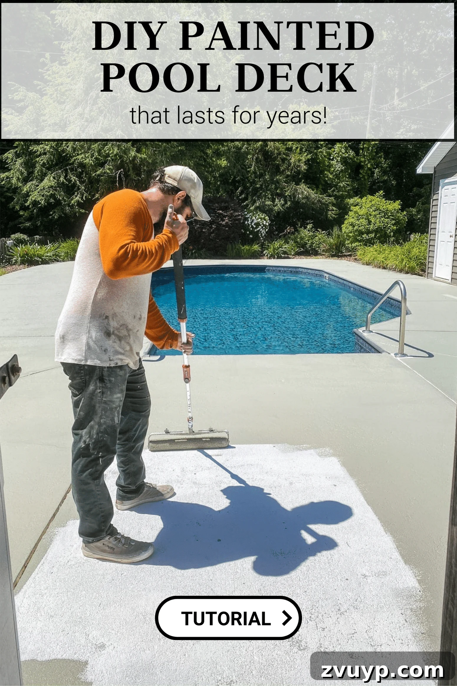 Eski Havuz ve Terasınız Yenilensin: Kendin Yap Dayanıklı Beton Boyası 2 diy painted pool deck and patio