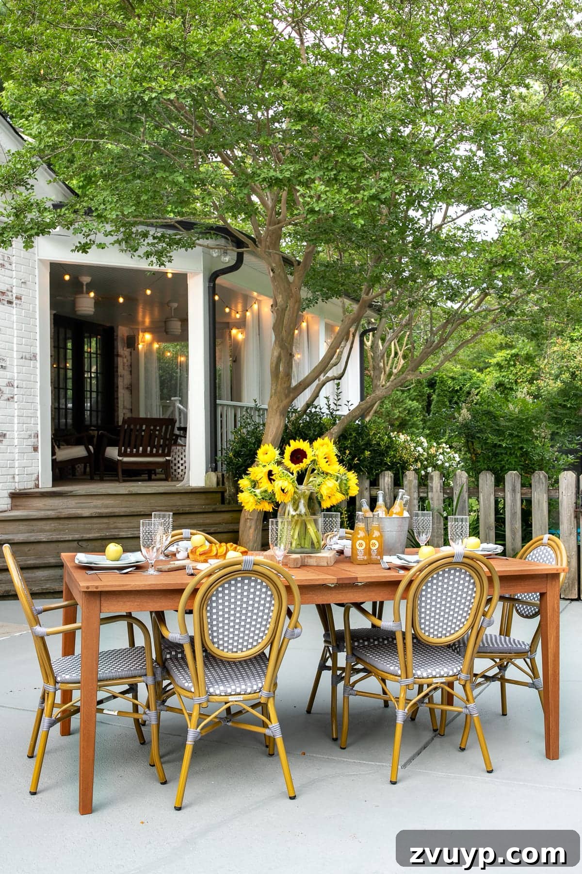 Concrete Patio Glow-Up: Creating a Summer Al Fresco Dining Experience 4 DIY Painted Concrete Patio Update & Summer Al Fresco Tablescape - Dining Table Setup