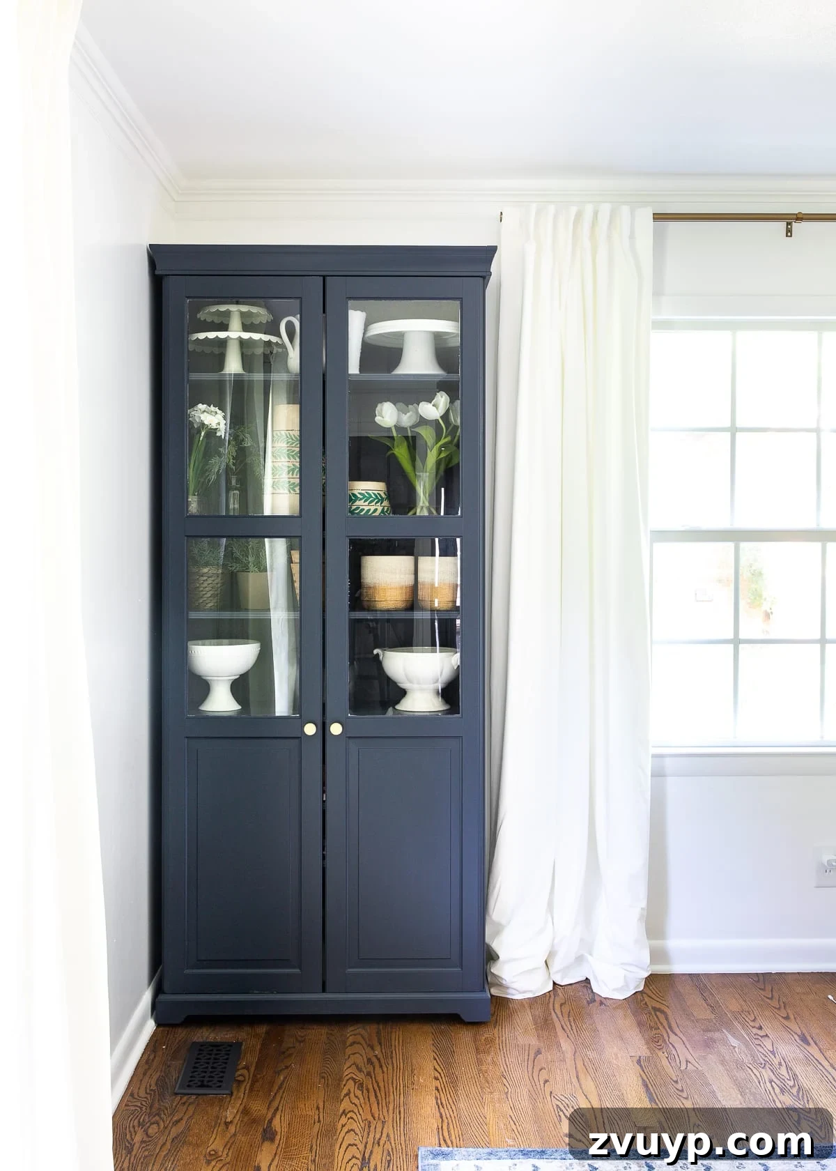 IKEA Cabinet Hack Hale Navy Office Refresh 6 Stylish home office featuring Hale Navy IKEA Liatorp cabinets and elegant decor