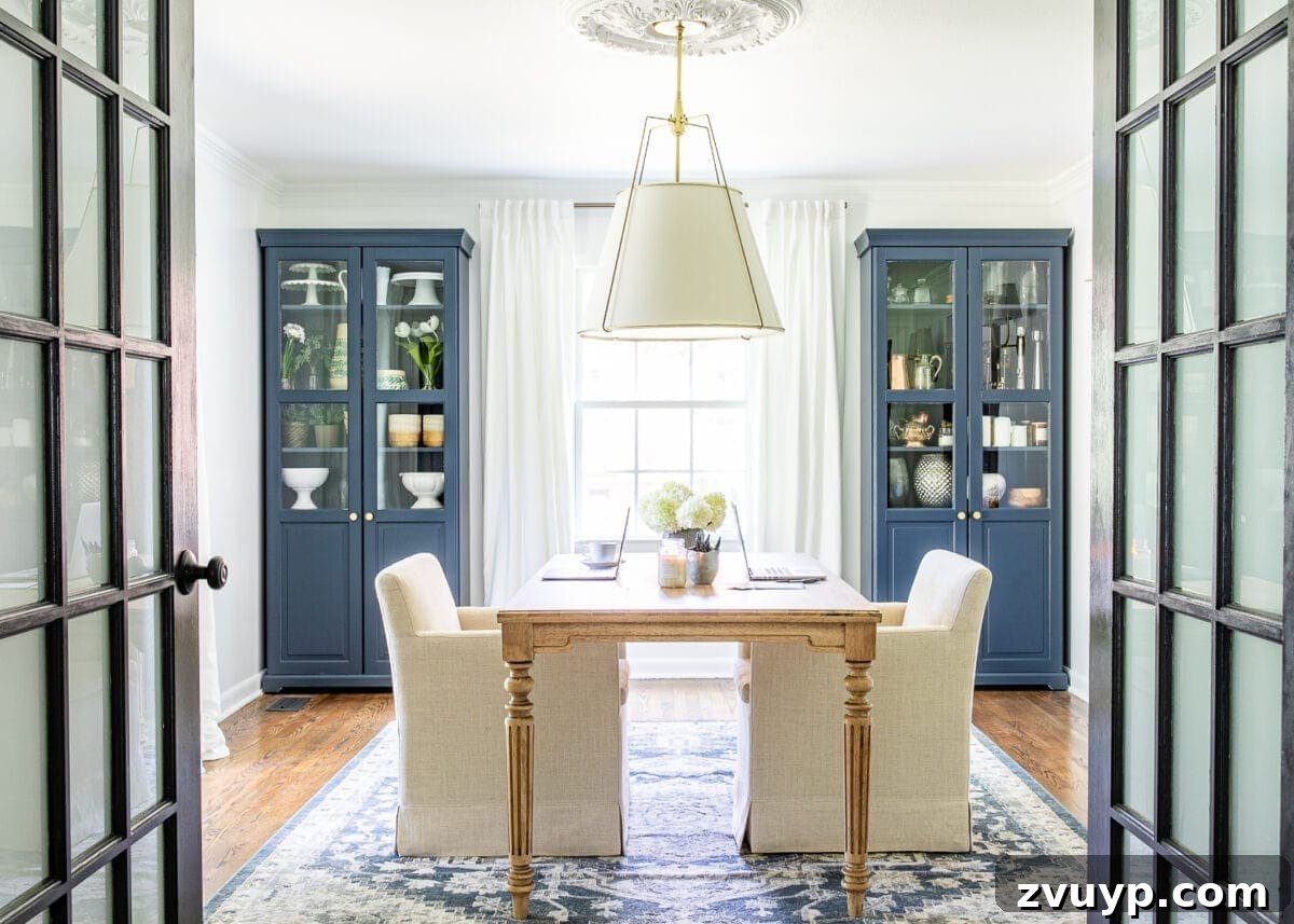 Our Dream Home Office Unveiled 14 Overhead view of the transformed home office, showcasing the seamless blend of modern and timeless design