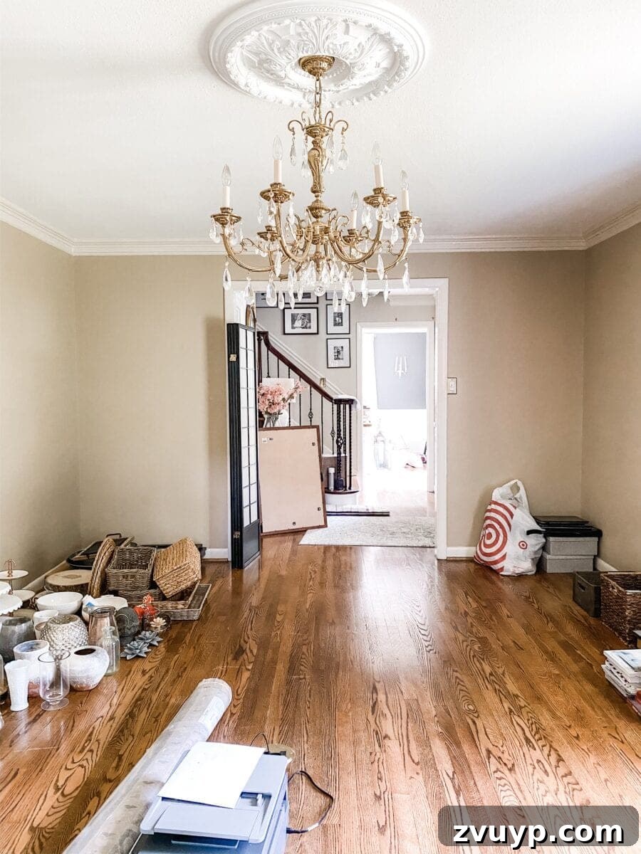 Our Dream Home Office Unveiled 5 Before: Unused formal dining room with traditional decor, awaiting a modern home office makeover