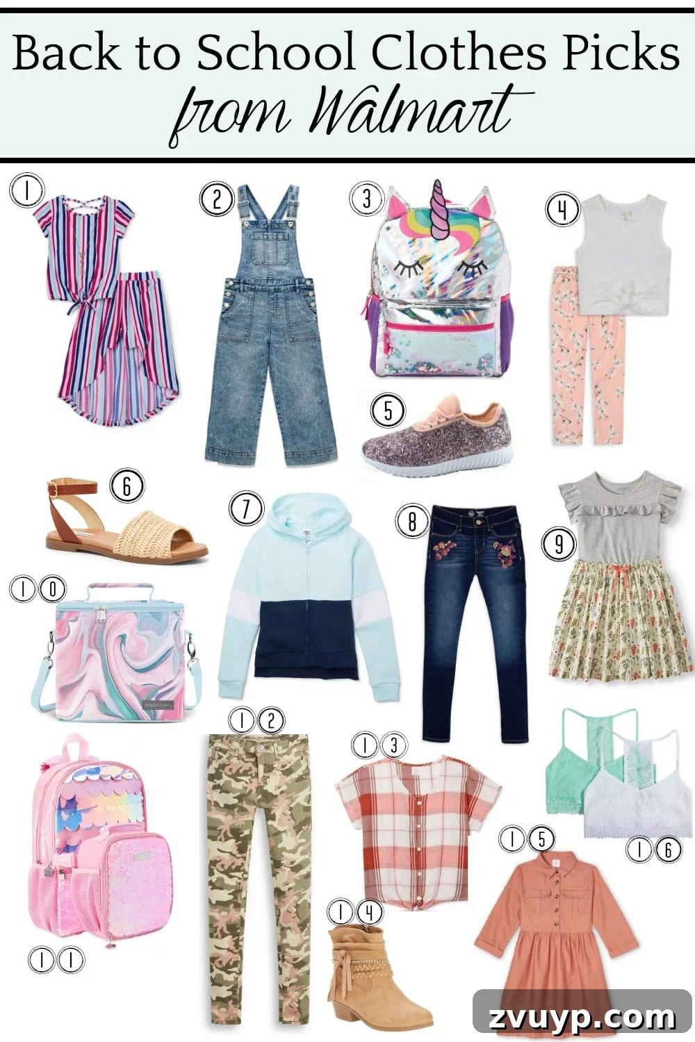 Back-to-School Homework Space for Olivia 4 A curated selection of girls' back-to-school clothing from Walmart, featuring dresses, casual tops, skirts, and comfortable jeans.