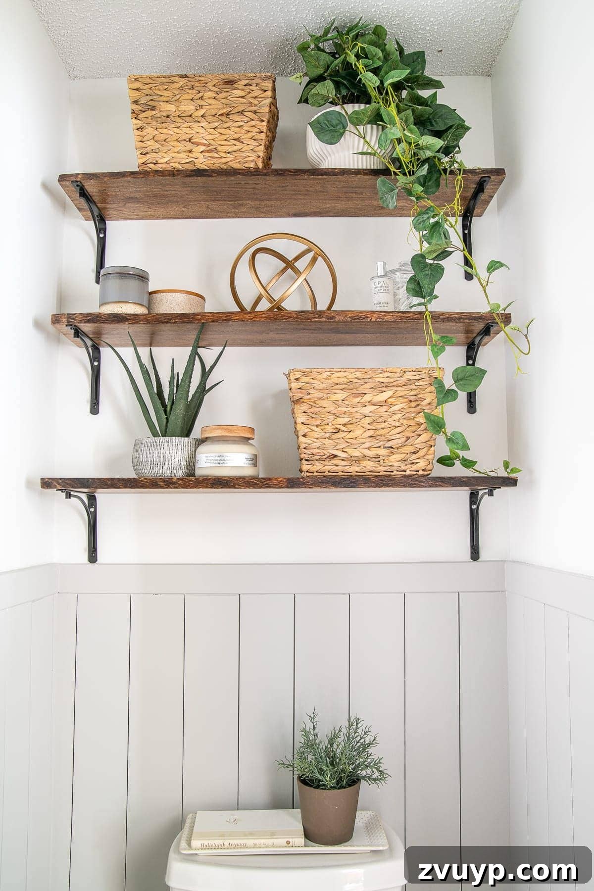 Effortless Bathroom Makeover: DIY Vertical Shiplap Wainscoting 4 Close-up of vertical shiplap wainscoting in a bathroom, showing texture and paint finish.