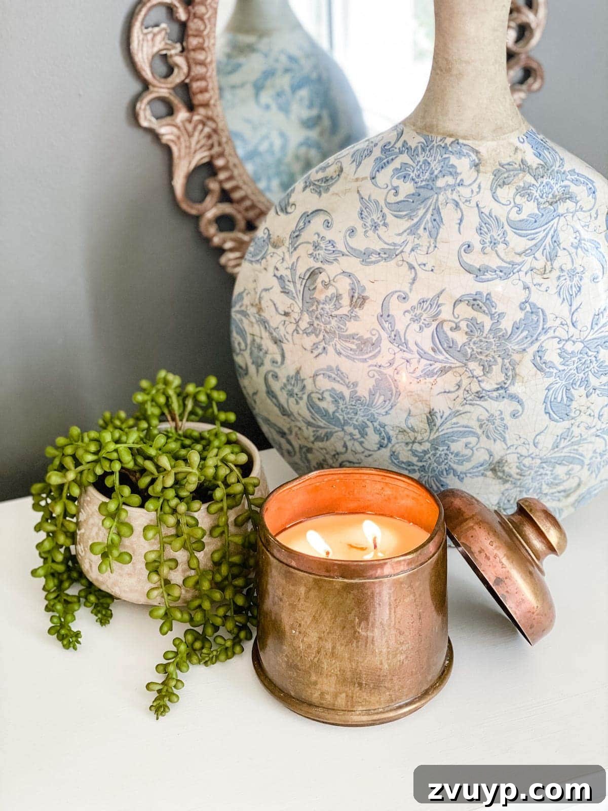 Create Your Cozy Fall Haven: DIY Decor Ideas 12 DIY fall decor using a brass canister as a candle