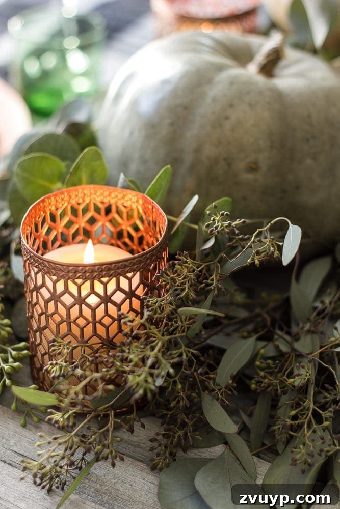 Create Your Cozy Fall Haven: DIY Decor Ideas 9 candles holder spray painted copper for DIY fall decor on a table