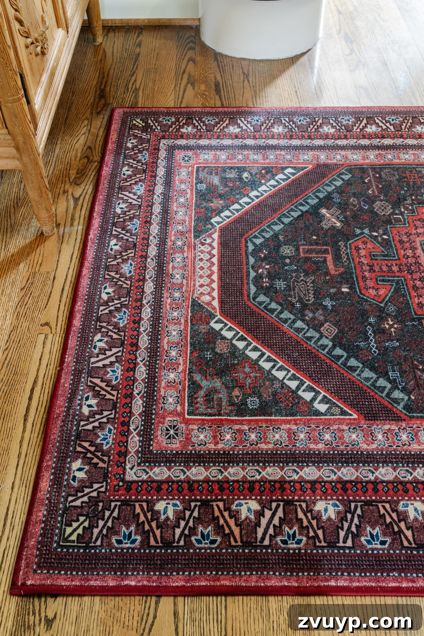 Ruggable: My Unfiltered Review 8 rug in a foyer on top of hardwood floors