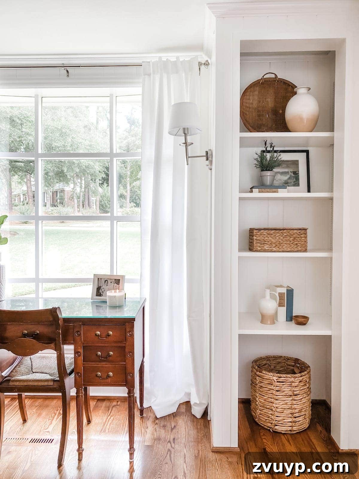 Transform Closets into Seamless Built-In Shelving 16 Closets converted into elegant built-in shelves in a bright home office setting