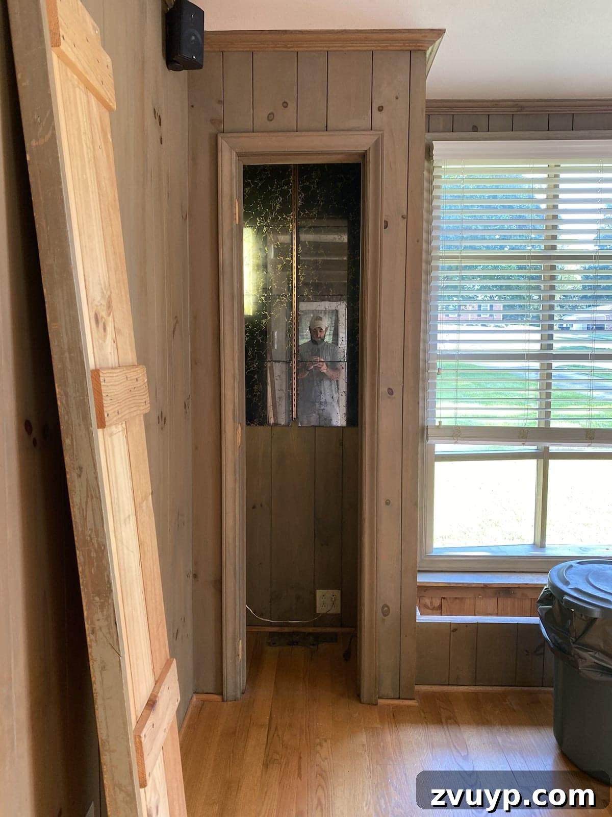 Transform Closets into Seamless Built-In Shelving 4 Two small, dated closets with bi-fold doors before conversion