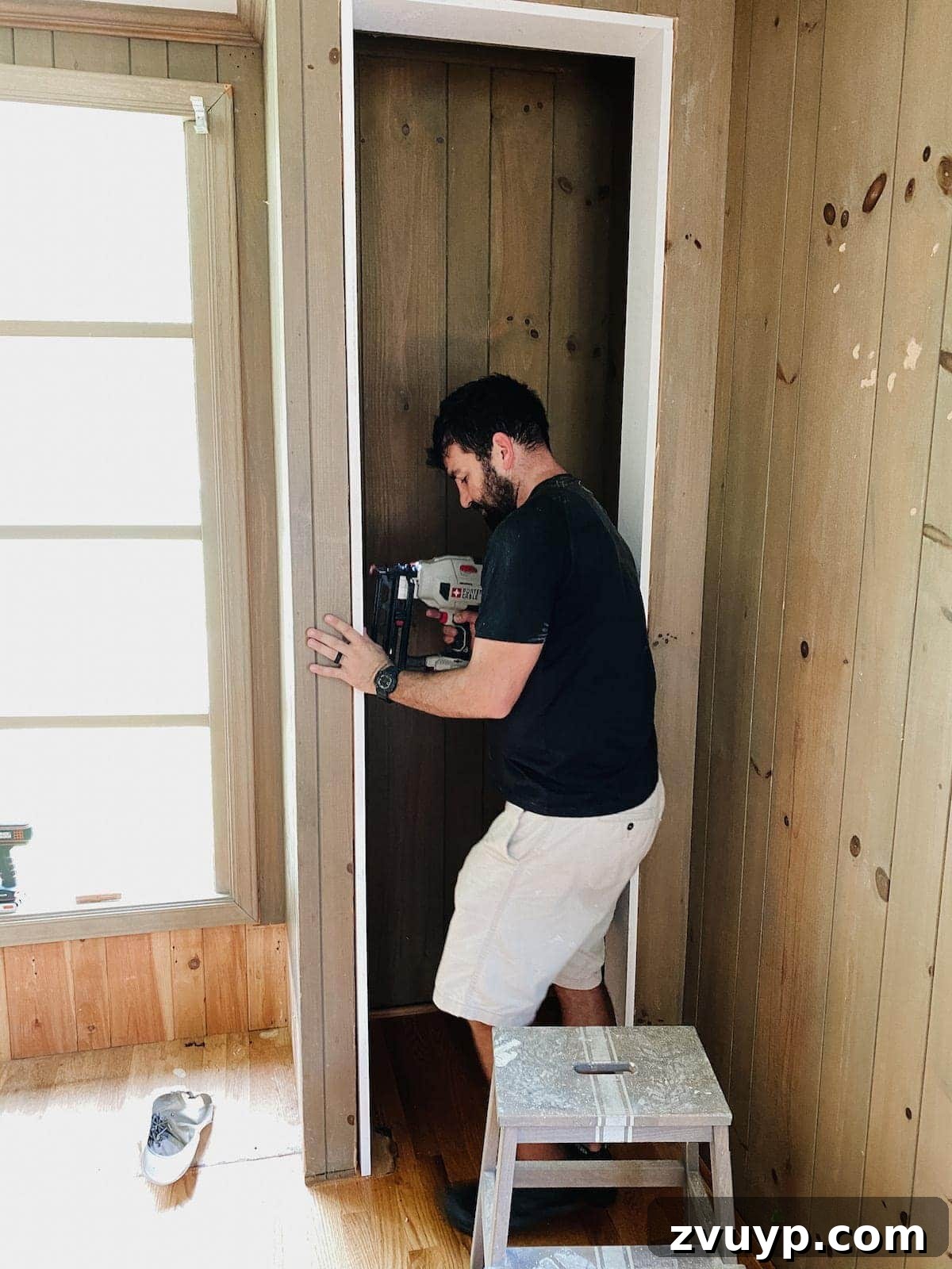 Transform Closets into Seamless Built-In Shelving 10 Framing the closet opening with 1x6 boards