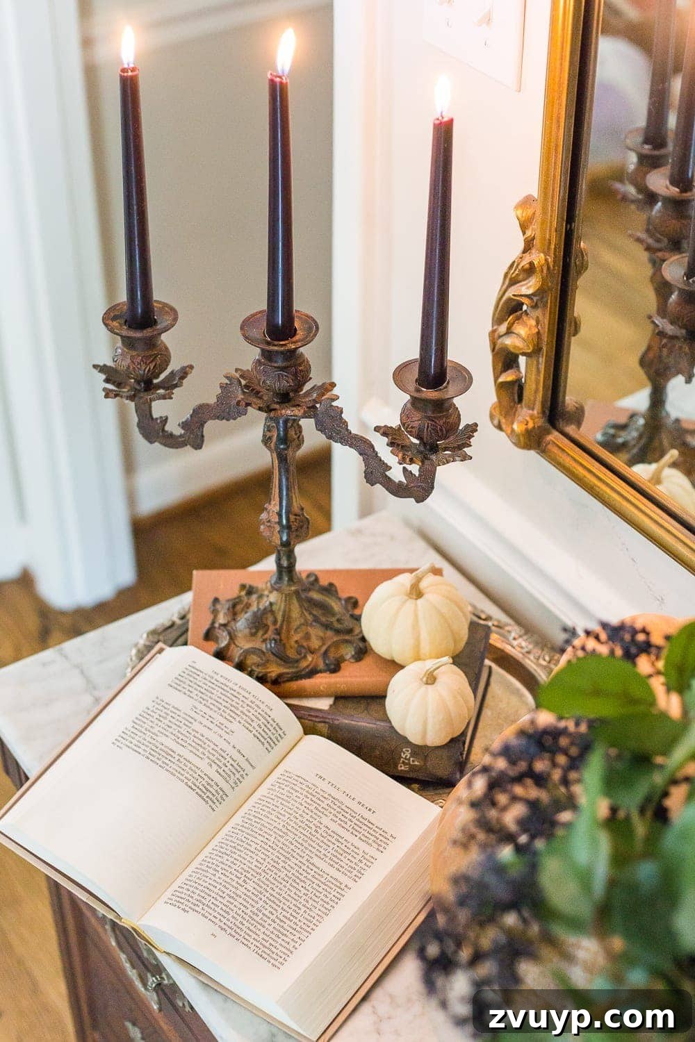 Halloween candelabra vignette