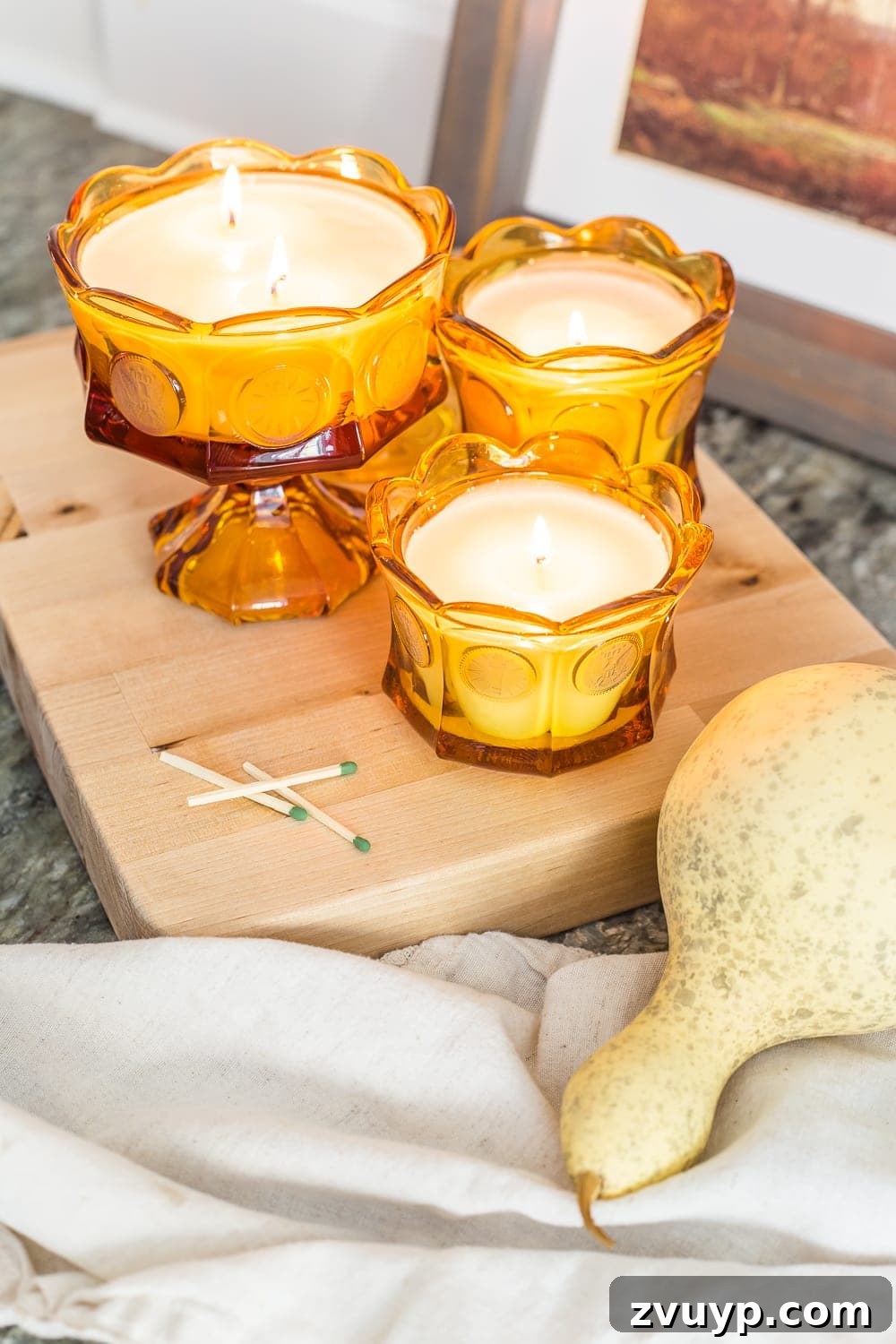 upcycled amber glass DIY candles
